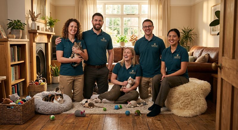 Hollypet packaging, plush armadillo toy, and fluffy cat bed arranged on a wooden surface